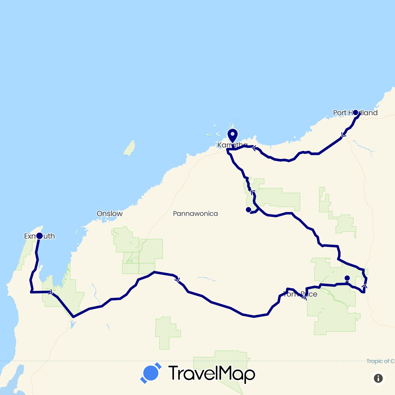 TravelMap itinerary: driving in Australia (Oceania)