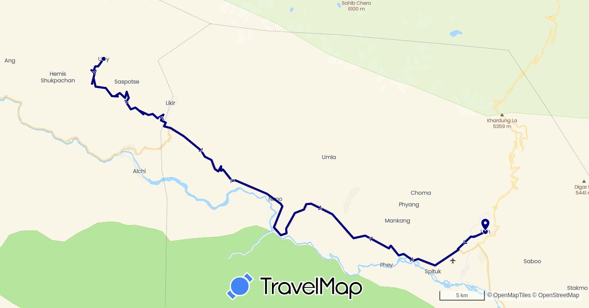 TravelMap itinerary: driving in India (Asia)