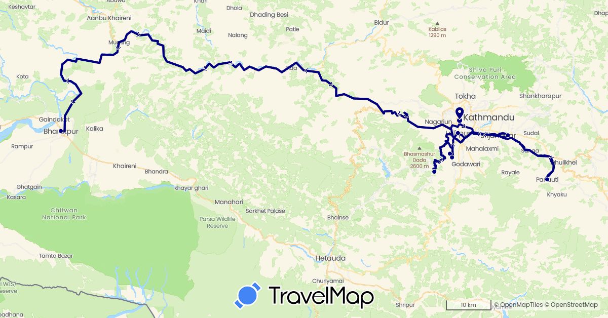 TravelMap itinerary: driving in Nepal (Asia)