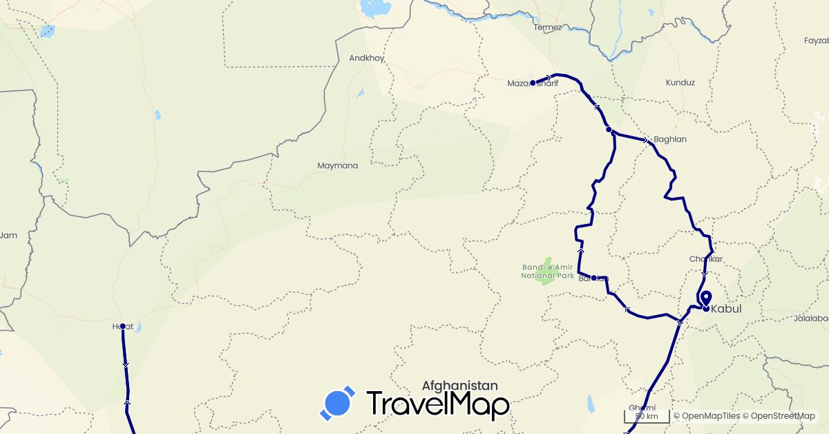 TravelMap itinerary: driving in Afghanistan (Asia)