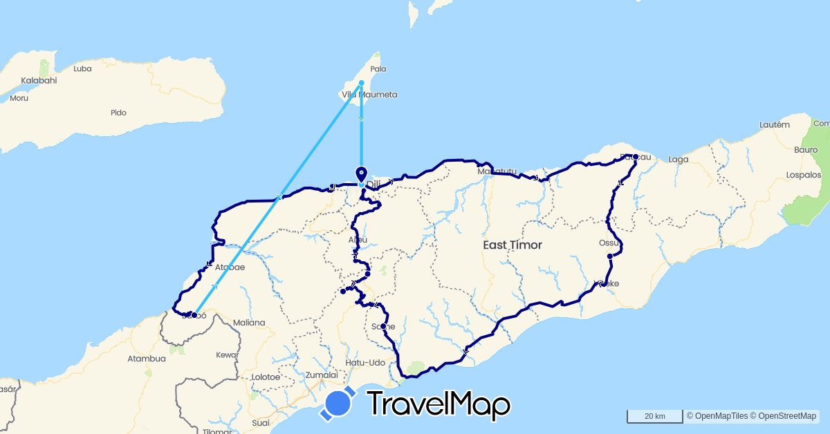 TravelMap itinerary: driving, boat in East Timor (Asia)