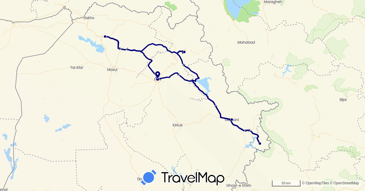 TravelMap itinerary: driving in Iraq (Asia)