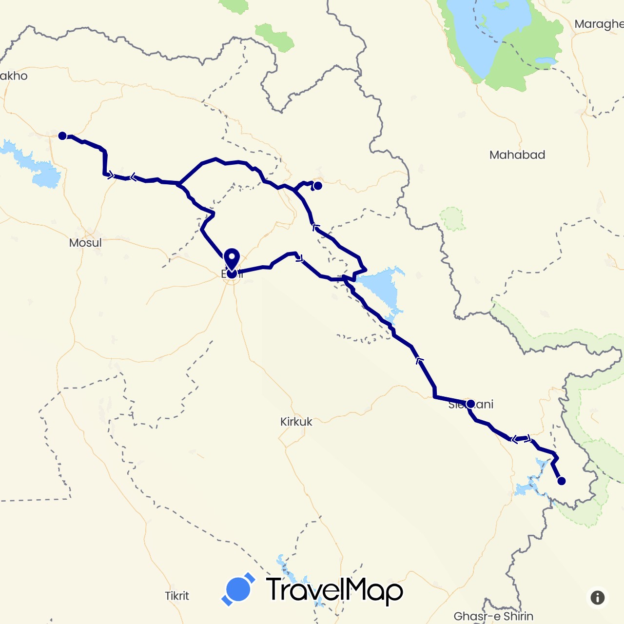 TravelMap itinerary: driving in Iraq (Asia)