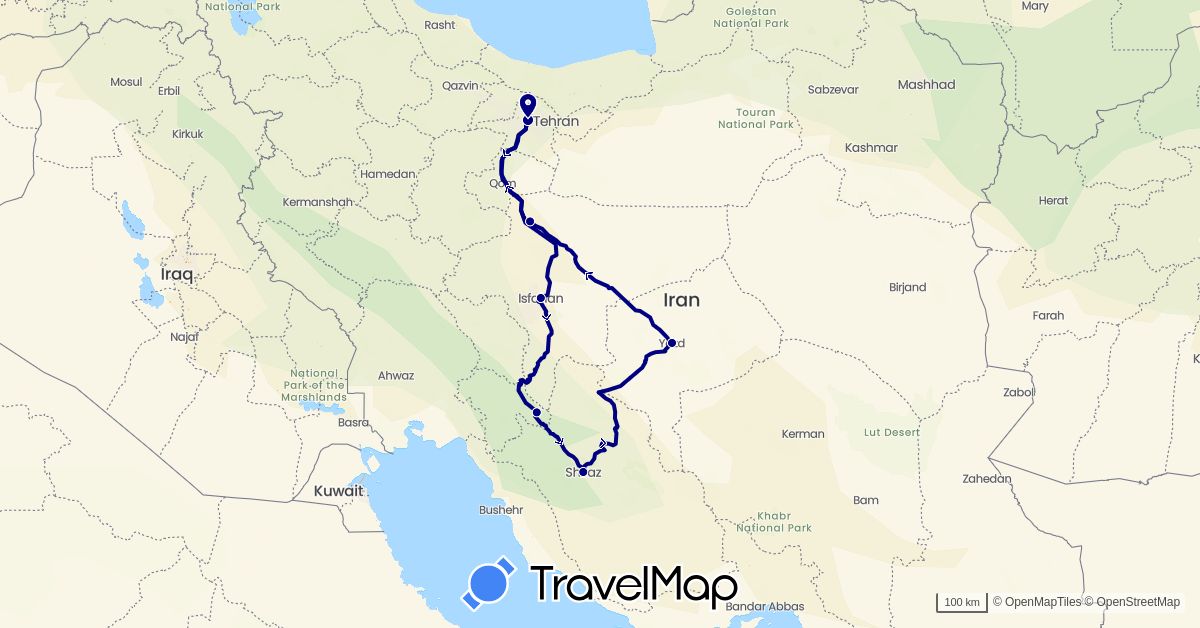 TravelMap itinerary: driving in Iran (Asia)