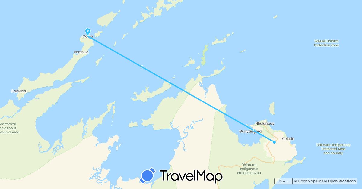 TravelMap itinerary: driving, boat in Australia (Oceania)