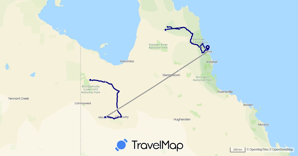 TravelMap itinerary: driving, plane in Australia (Oceania)