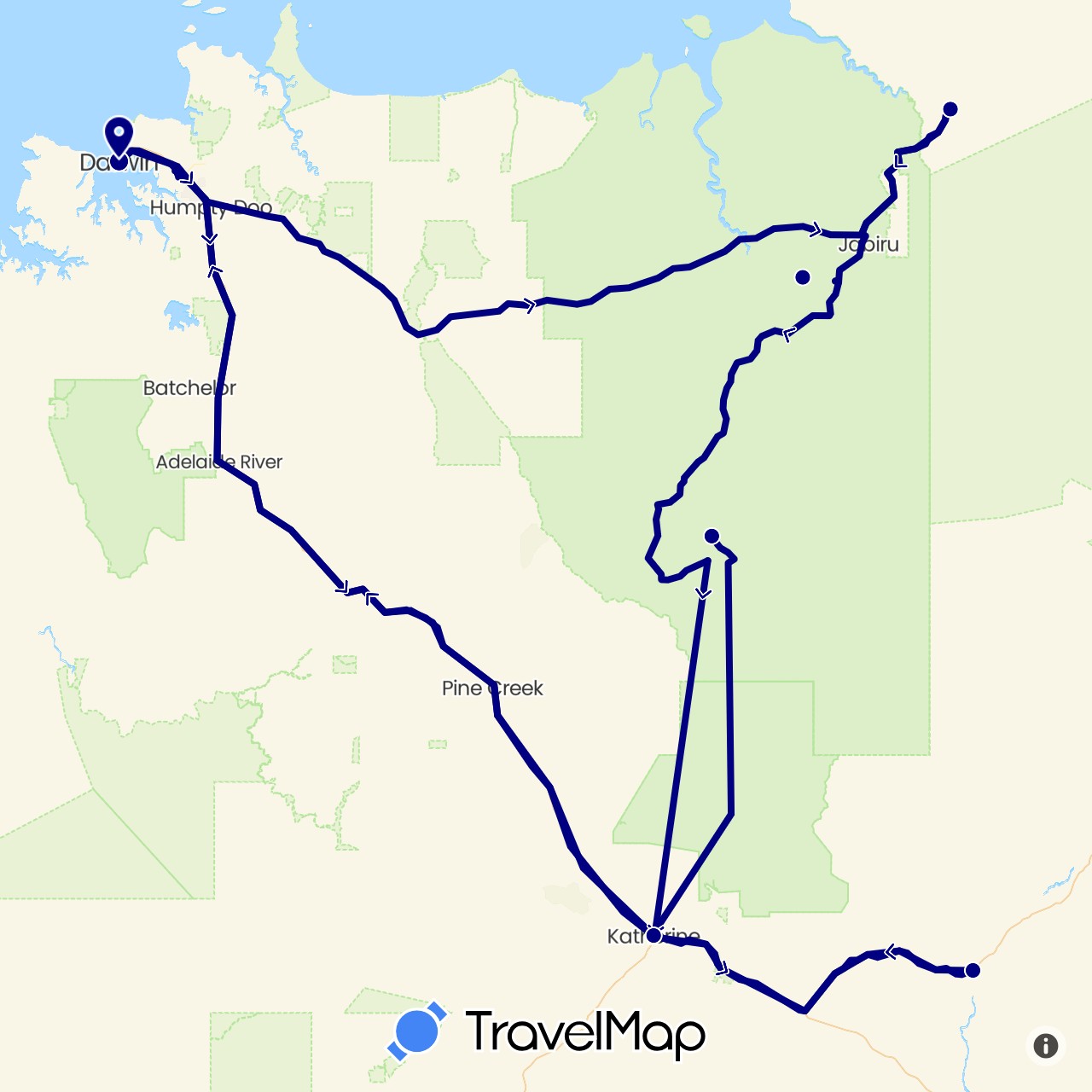 TravelMap itinerary: driving in Australia (Oceania)