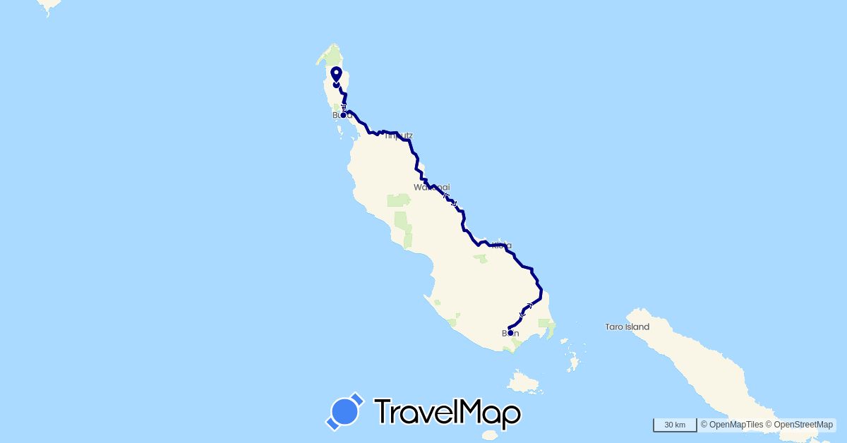 TravelMap itinerary: driving, plane in Papua New Guinea (Oceania)