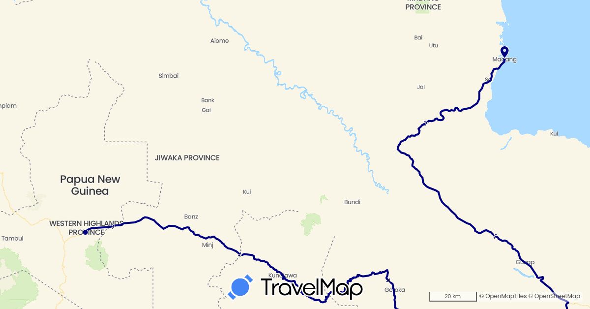 TravelMap itinerary: driving in Papua New Guinea (Oceania)