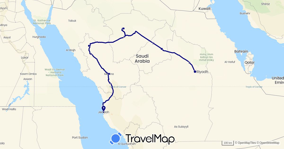 TravelMap itinerary: driving in Saudi Arabia (Asia)