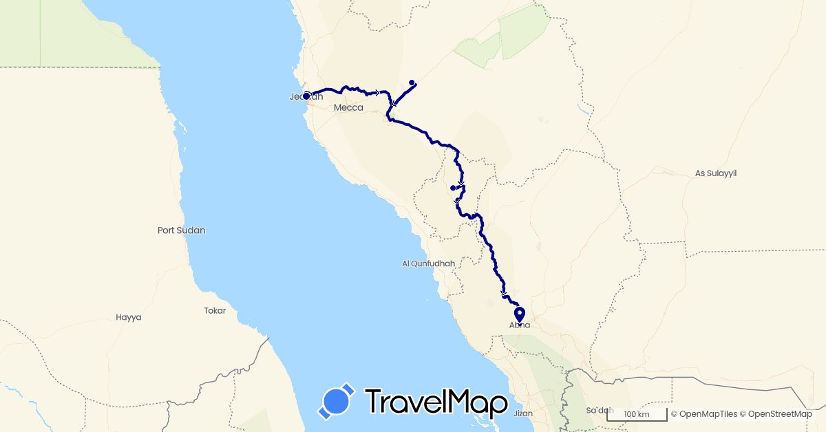 TravelMap itinerary: driving in Saudi Arabia (Asia)