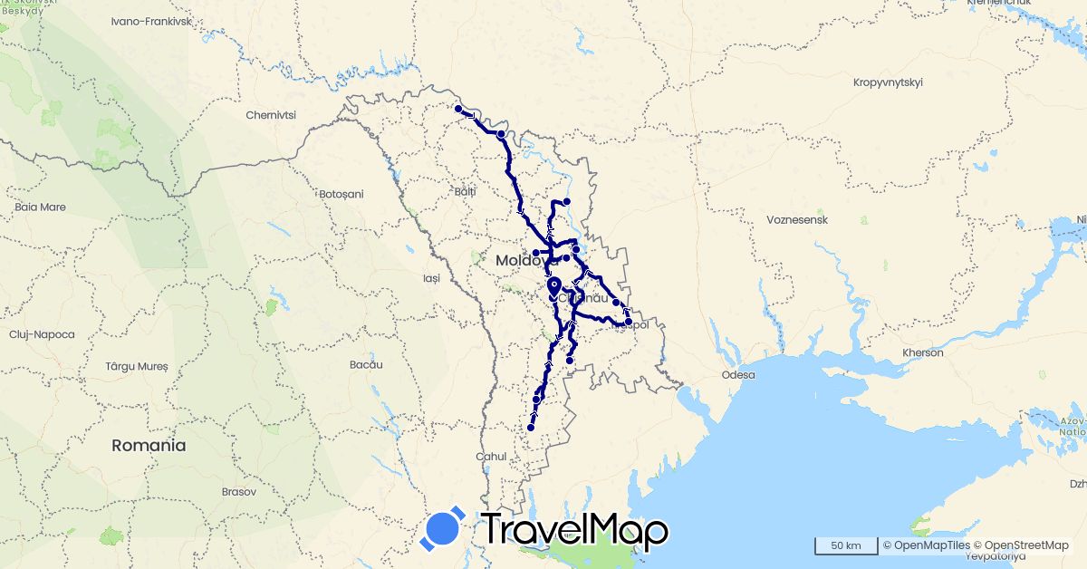 TravelMap itinerary: driving in Moldova (Europe)