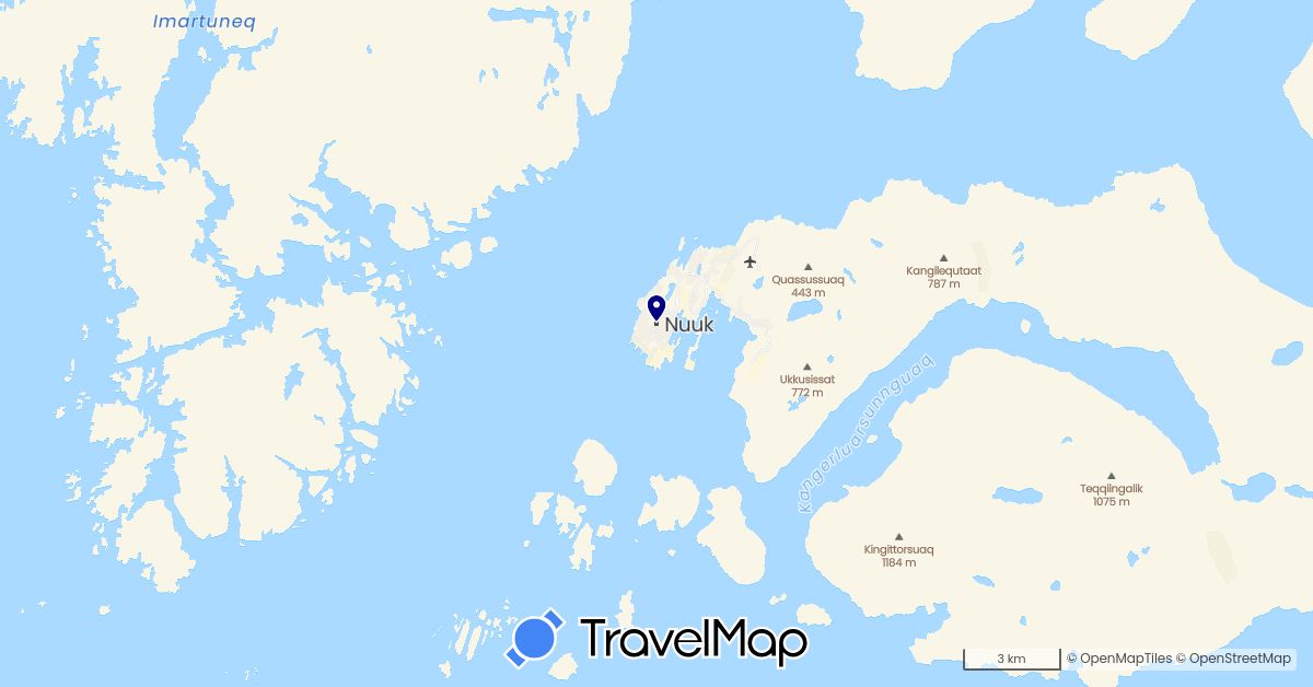 TravelMap itinerary: driving in Greenland (North America)