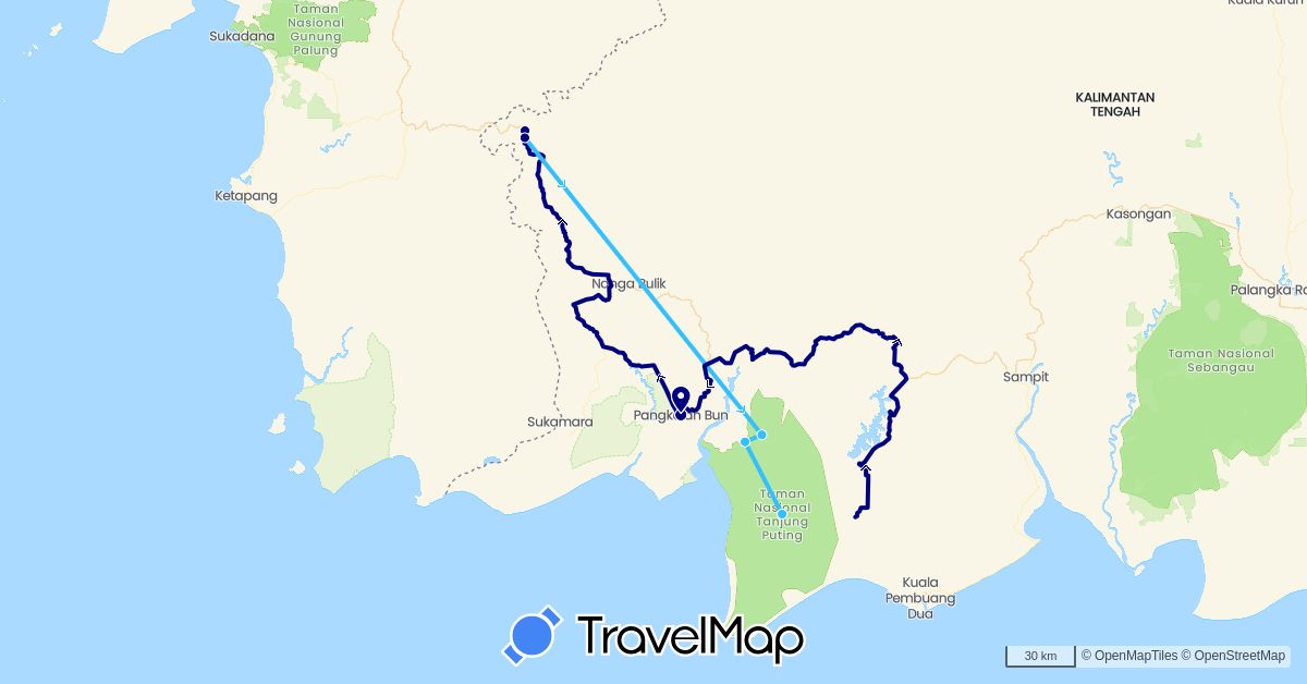 TravelMap itinerary: driving, boat in Indonesia (Asia)