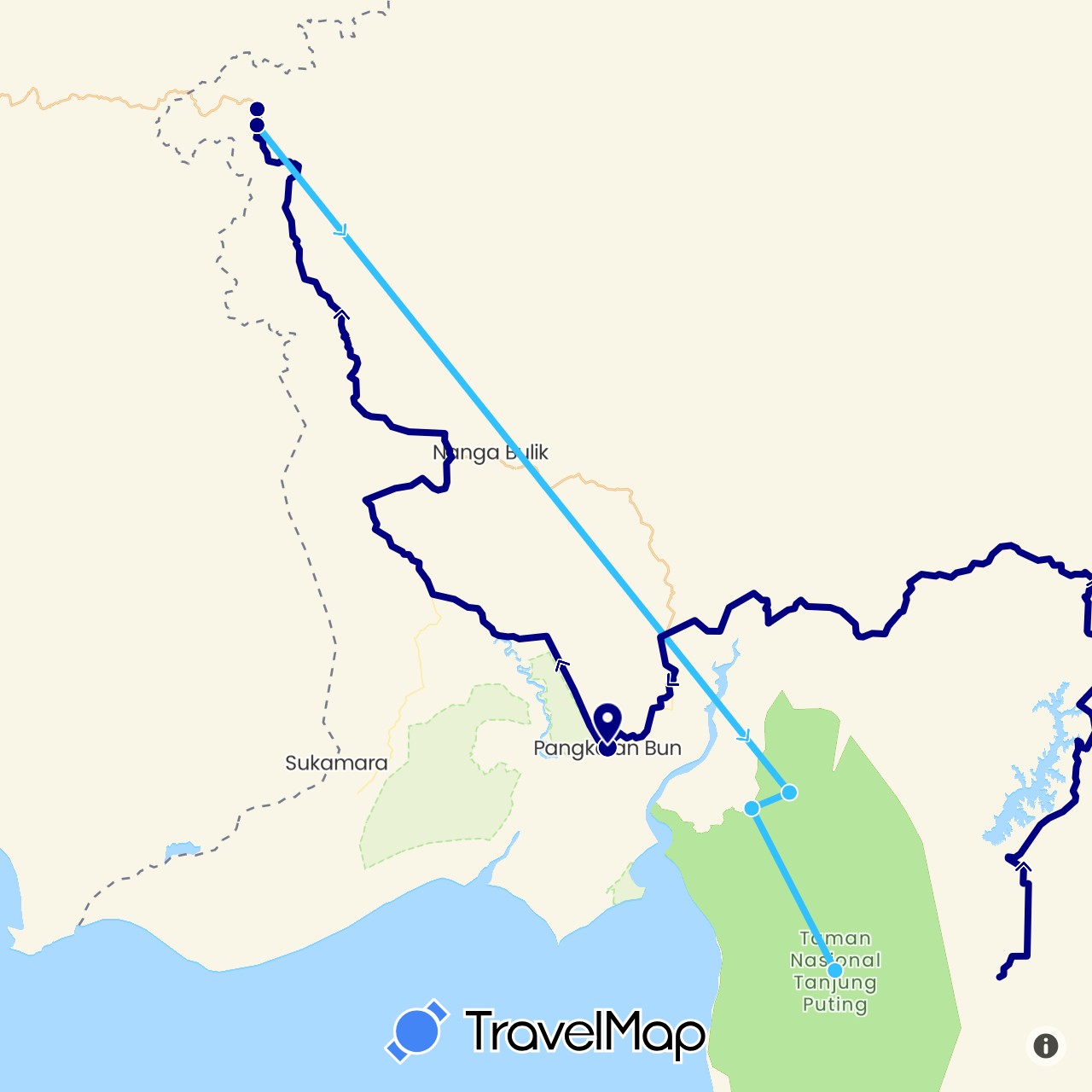 TravelMap itinerary: driving, boat in Indonesia (Asia)