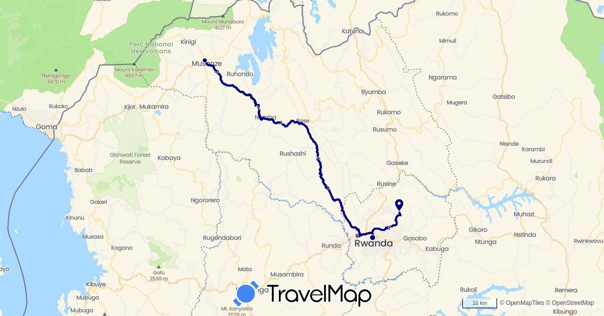 TravelMap itinerary: driving in Rwanda (Africa)
