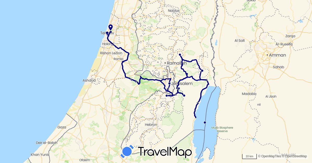 TravelMap itinerary: driving in Israel, Palestinian Territories (Asia)