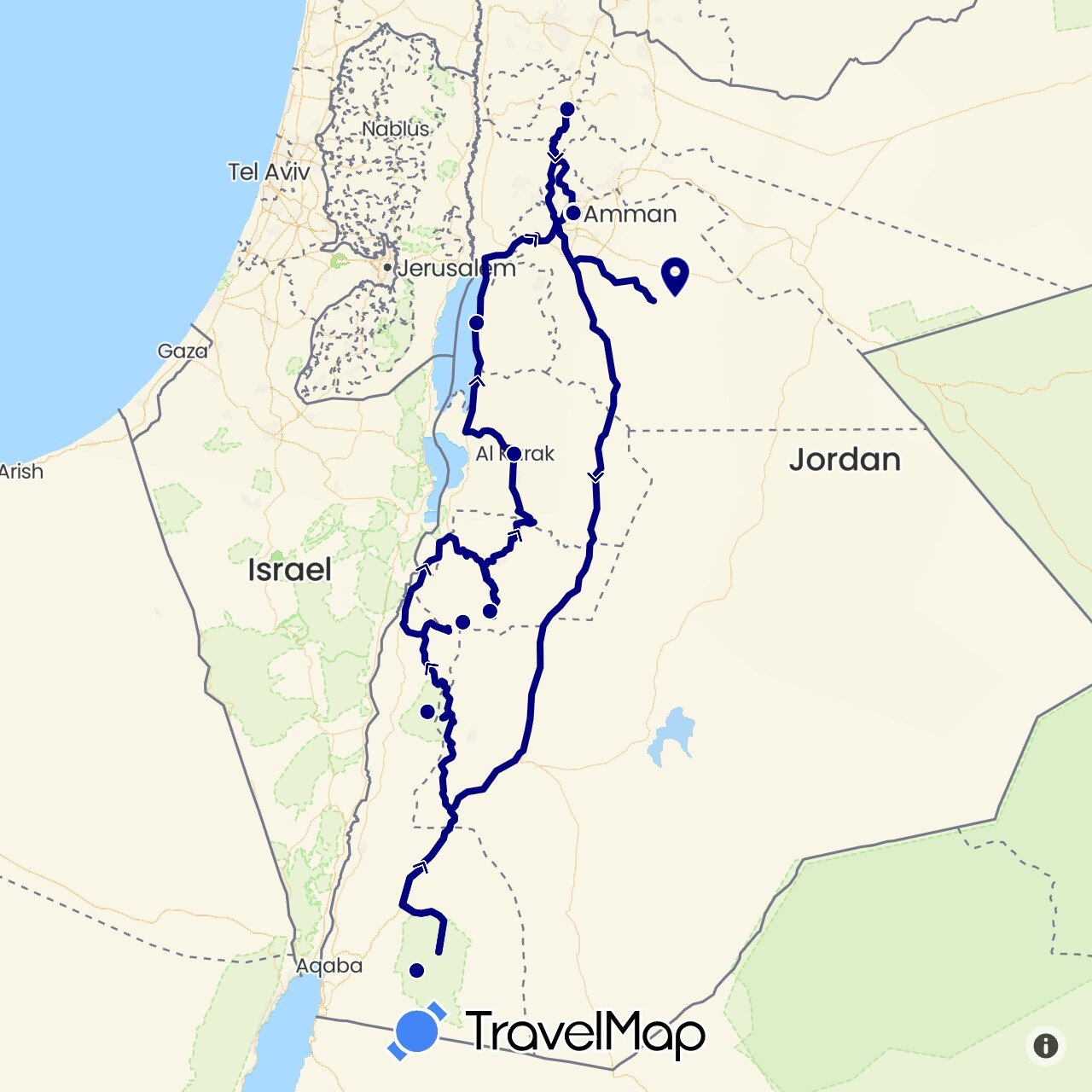 TravelMap itinerary: driving in Jordan (Asia)