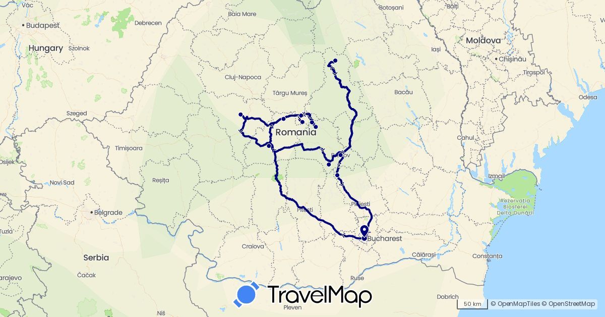 TravelMap itinerary: driving in Romania (Europe)