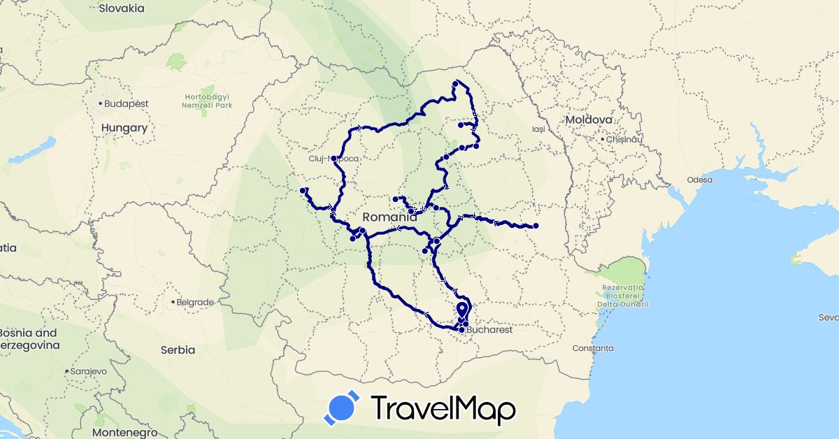 TravelMap itinerary: driving in Romania (Europe)