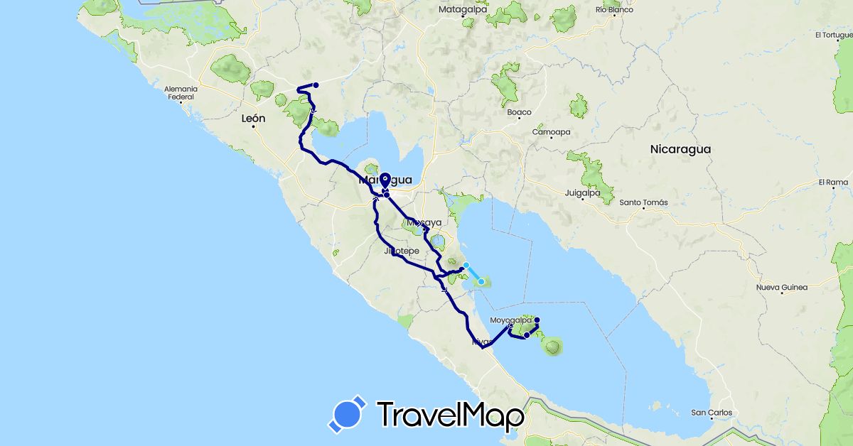 TravelMap itinerary: driving, boat in Nicaragua (North America)