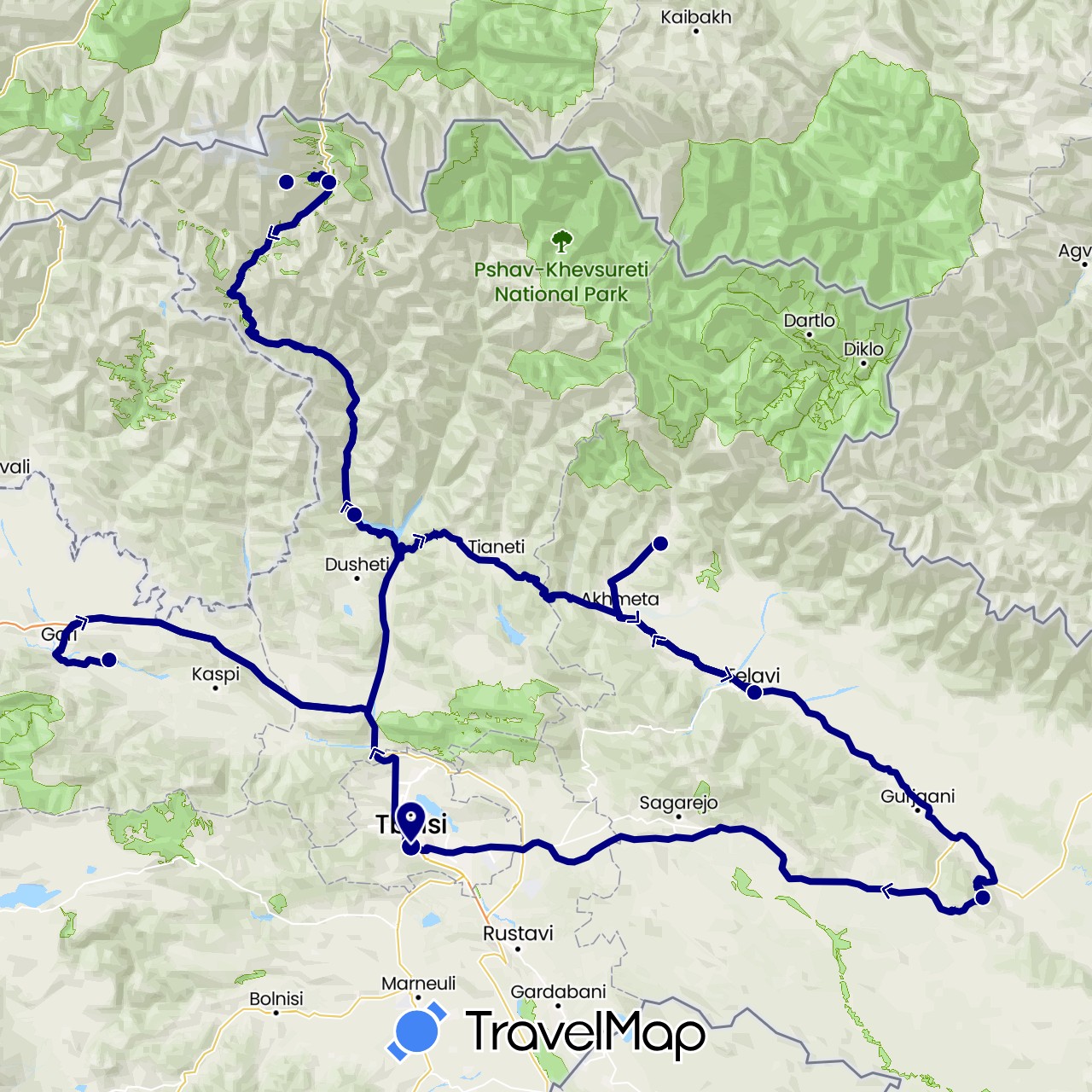 TravelMap itinerary: driving in Georgia (Asia)