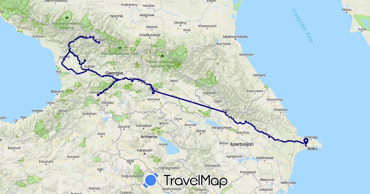 TravelMap itinerary: driving in Azerbaijan, Georgia (Asia)