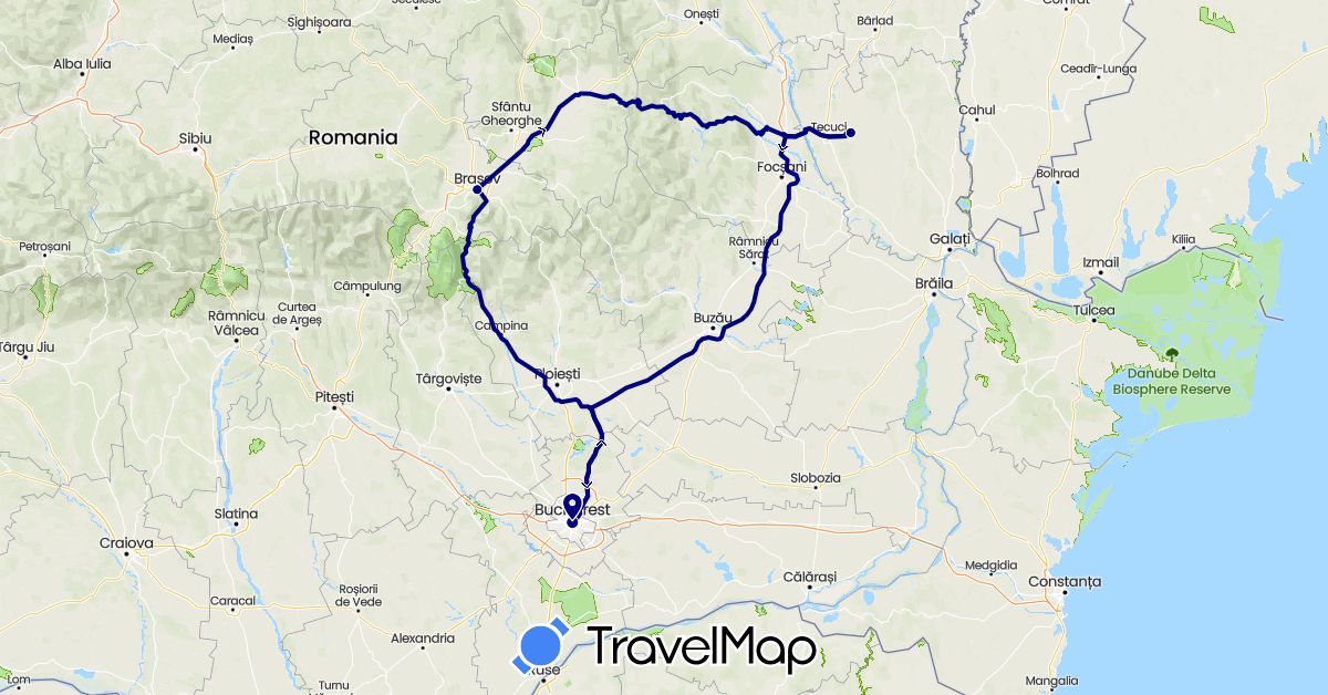 TravelMap itinerary: driving in Romania (Europe)