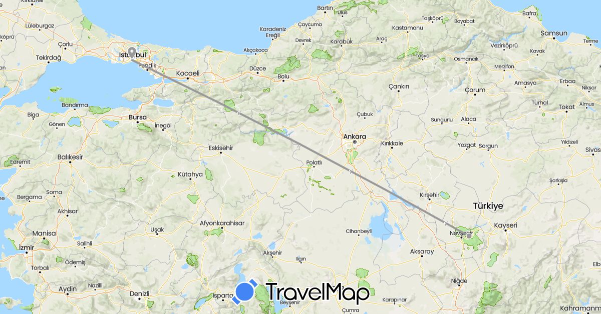 TravelMap itinerary: driving, plane in Turkey (Asia)